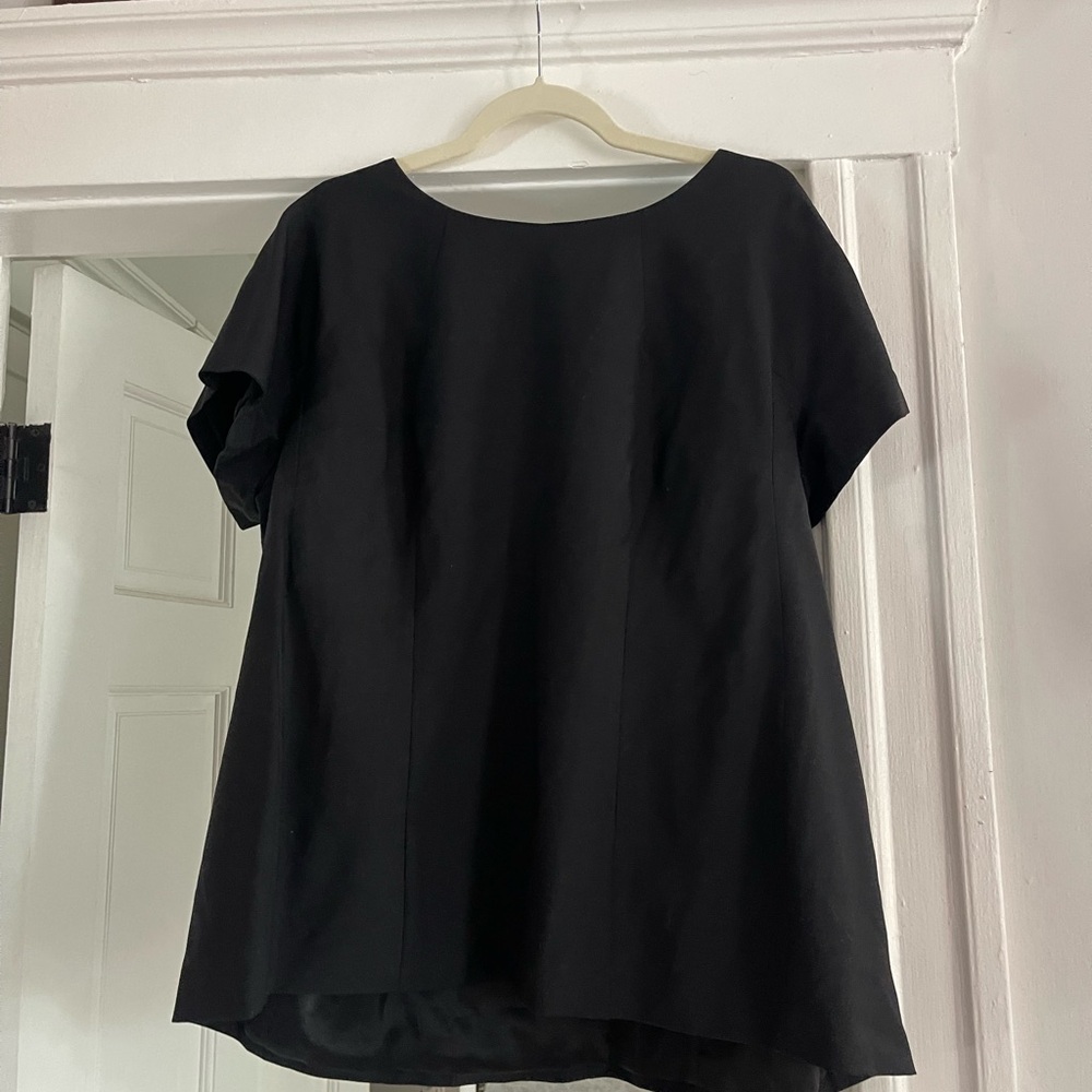 Talbots Black Boxy Short Sleeve Blouse